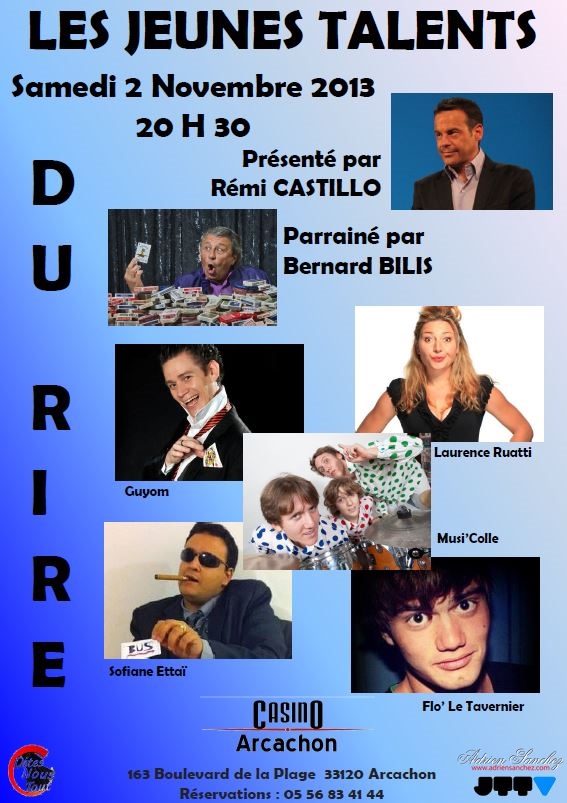 Les Jeunes Talents du Rire au Casino d'Arcachon Samedi 2 Novembre 2013